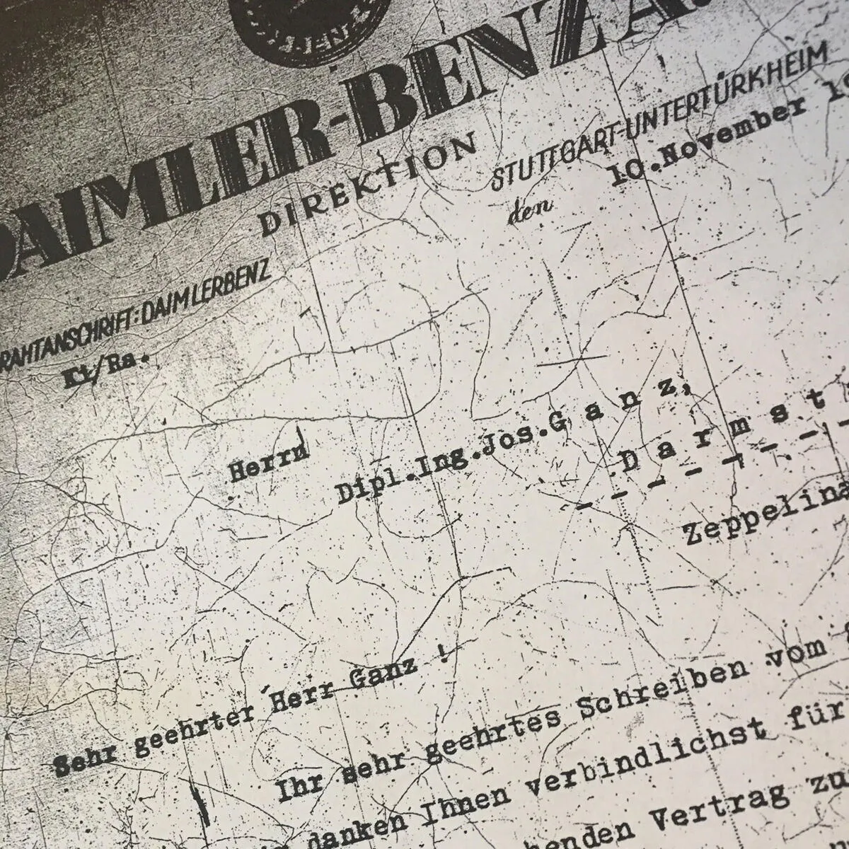 Letter from the Daimler-Benz board to Josef Ganz, 10 November 1931